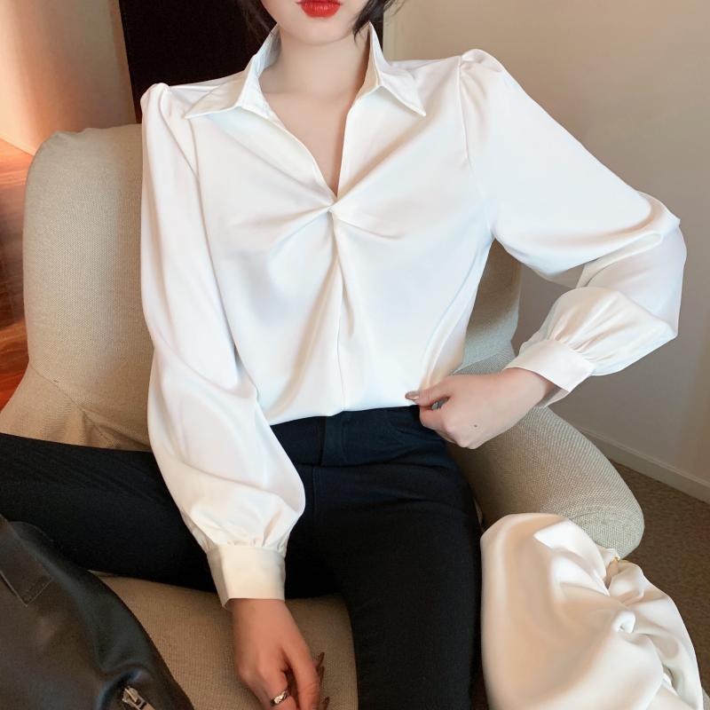 Women's Blouses & Shirts Spring Casual Loose White Long Sleeve Shirt Chic Minimalist Satin Blouse Korean 2021
Women's Blouses & Shirts Spring Casual Loose White Long Sleeve Shirt Chic Minimalist Satin Blouse Korean 2021