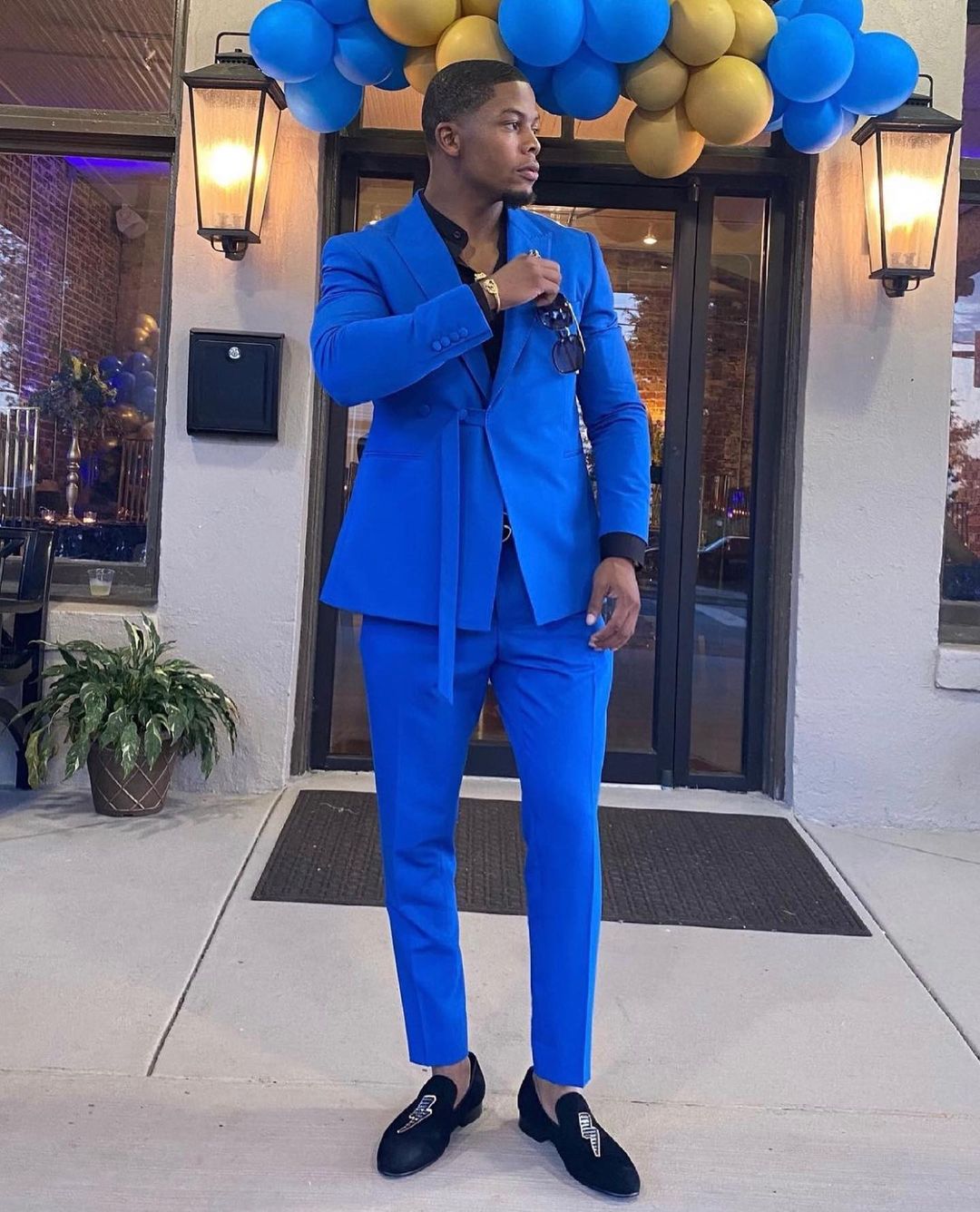Royal Blue Groom Wedding Tuxedos Slim One Button Pants Suits Mens Prom Party Jacket Coat Formal Outfits 2 Pieces