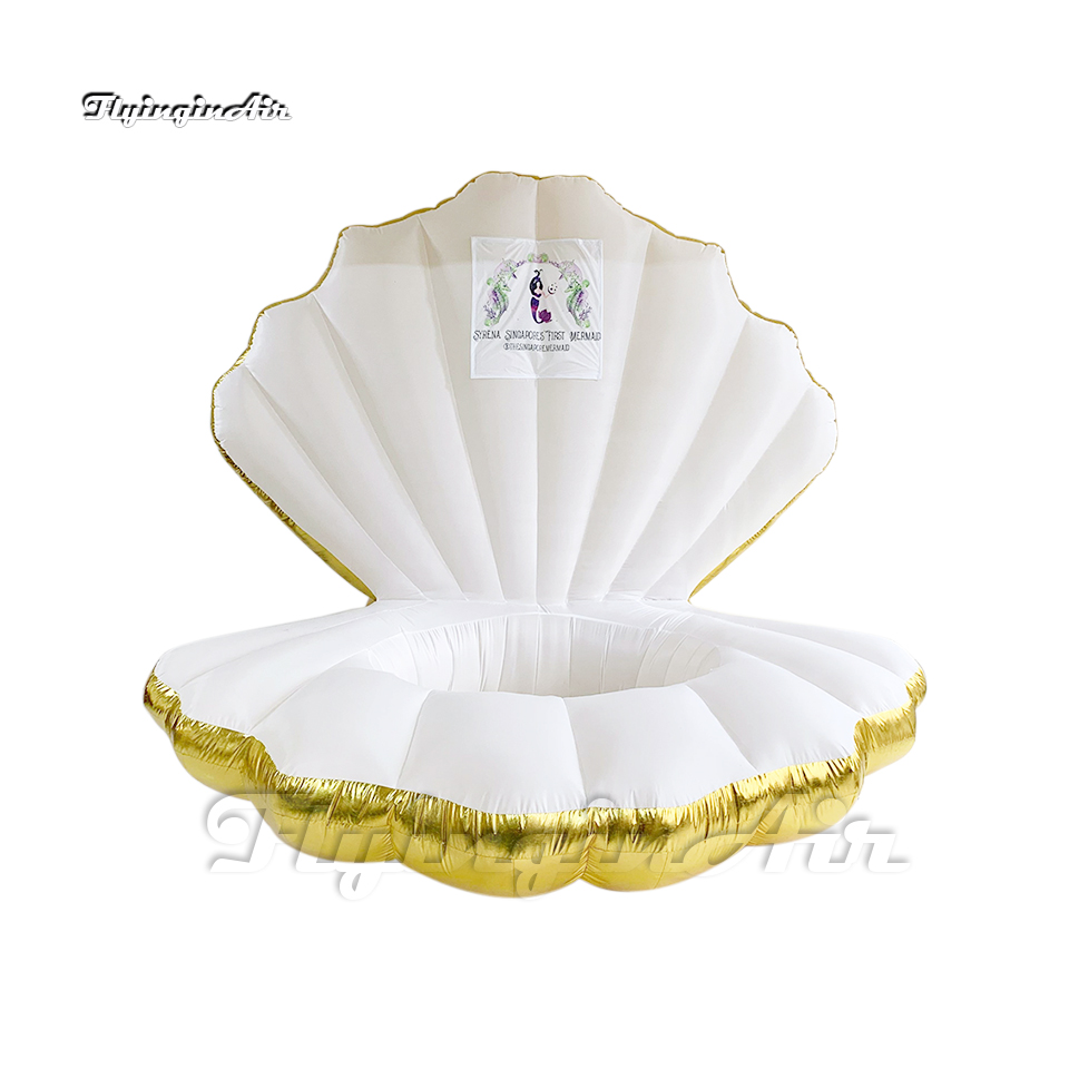 Outdoor Advertising Inflatable Golden Shell Balloon 3m Blow Up Clam Seashell Model Simulated Mussel For Club And Bar Decoration