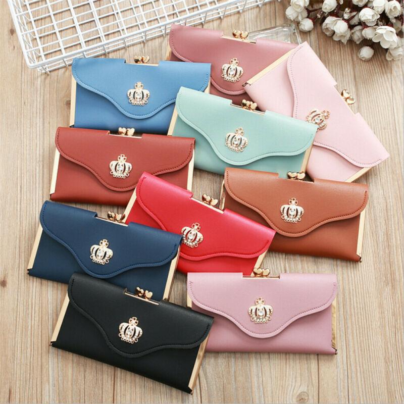 Womens Wallet Ladies Crystal Diamond Crown Decorated Long Card Holder Clutch Bag Case Female Retro Leather Purse Handbag Wallets1