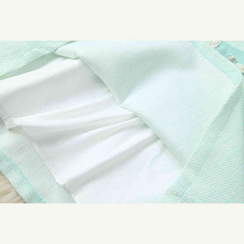 HIGH STREET Fashion Runway Dress Womens Short Sleeve Buttons Tweed 210521