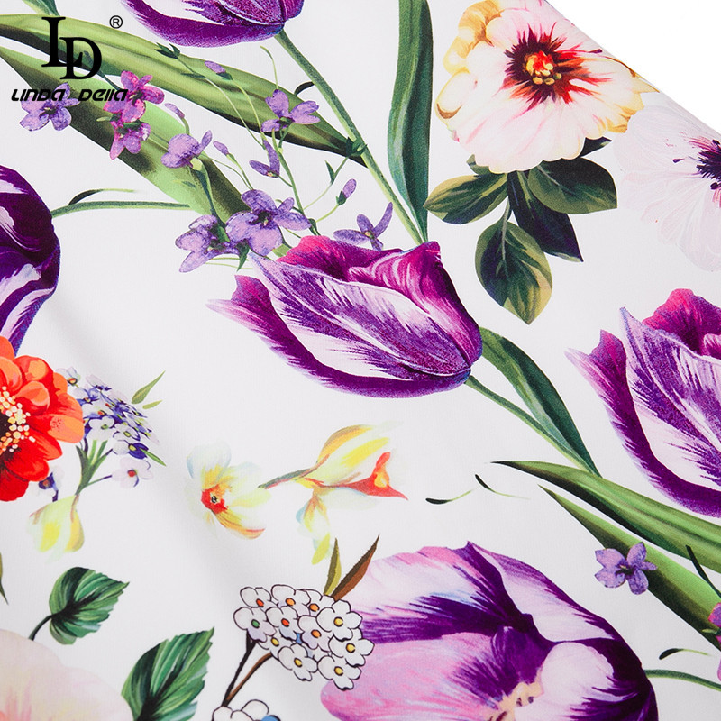 Fashion Runway Summer Vintage Mini Dress Women Short Sleeve O-Neck Flower Print Ladies Holiday Party Vestid 210522