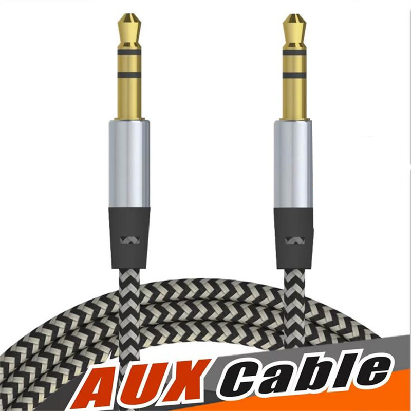 Car Audio AUX Extention Cable Nylon Braided 3ft 1M wired Auxiliary Stereo Jack 3.5mm Male Lead for Andrio Mobile Phone Speaker