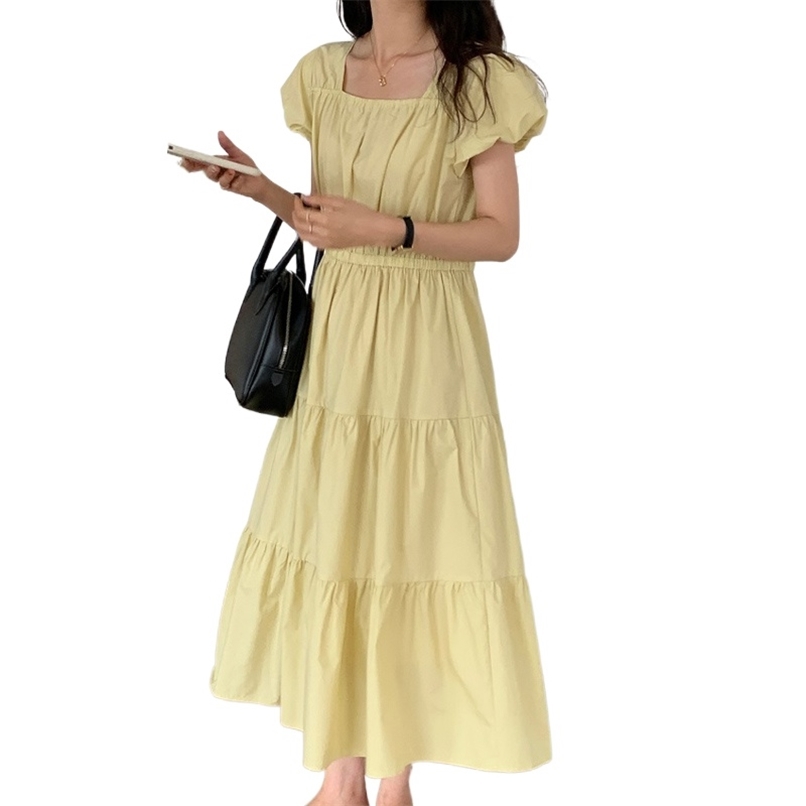 Fashion women's dress summer romantic square collar princess pleated puff sleeve waist slimming long skirt 210520, Blue
Fashion women's dress summer romantic square collar princess pleated puff sleeve waist slimming long skirt 210520, Blue