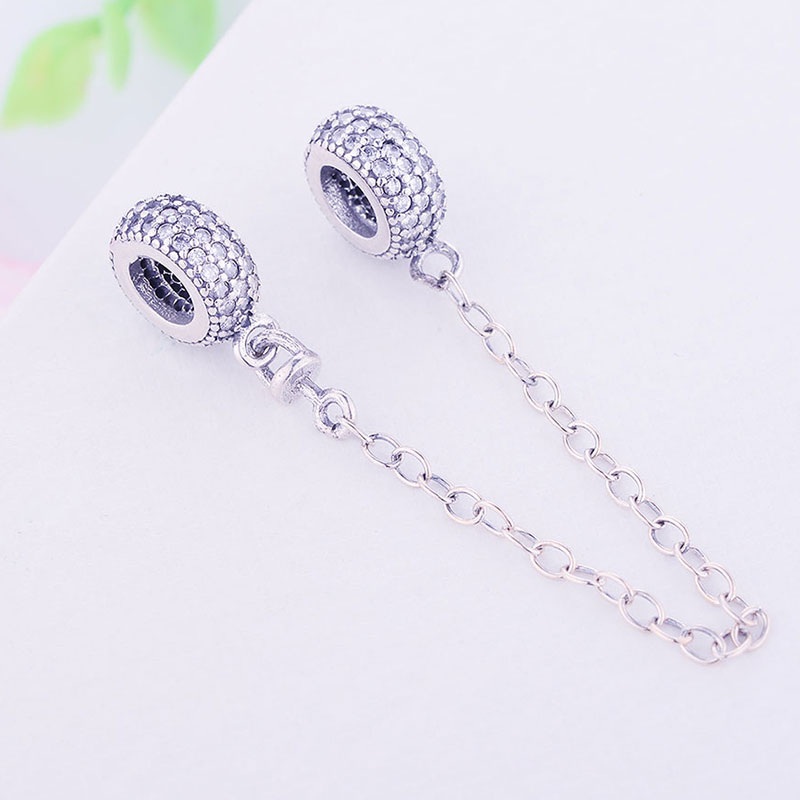 Fit Original Brand Charm Bracelet Real 925 Sterling Silver Ice Zirconia Reflexion Crystal Safety Chain Making Bead DIY Berloque