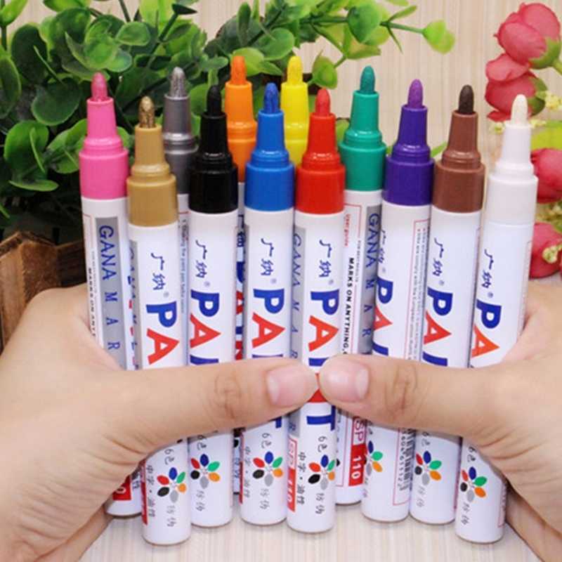 

12 Colors Waterproof Oily Marker Pen Car Tyre Tires Tread CD Mark Permanent Artist Art Painting Graffiti Writing Stationery