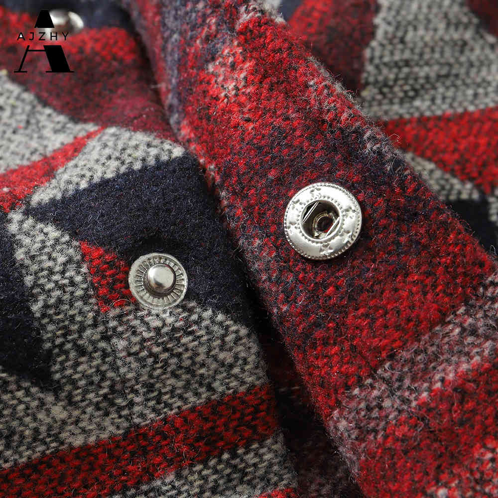 AJZHY Winter Warm Cashmere Flannel Shirt Men Long Sleeve Casual Streetwear Vintage Button Up National Geometric Retro Clothes 210410