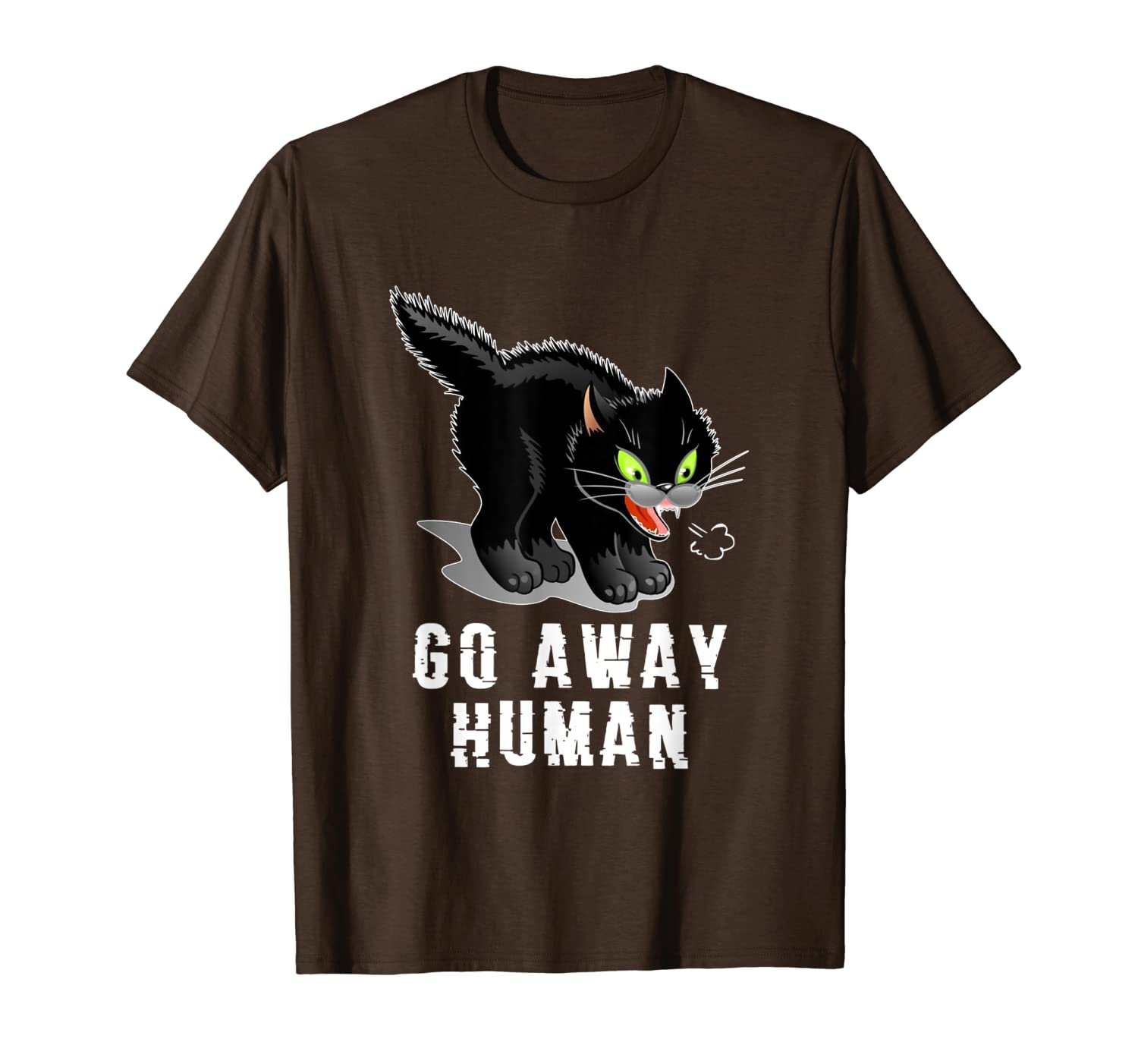 go away human black cat funny humor t-shirt t-shirt, White;black