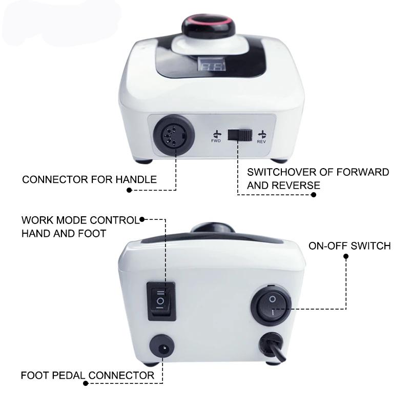 Nail Drill & Accessories 35000 RPM 65W Electric Polishing Equipment For Manicure Pedicure File Professional Machine Kit Tools