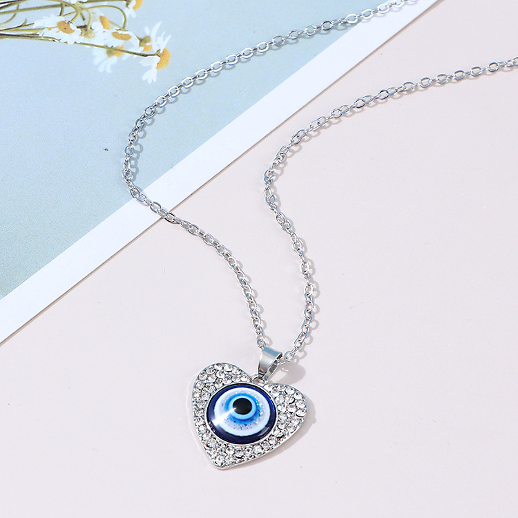 Evil Eye Necklace Third Blue Eyes Amulet Pendant Dainty Ojo Gold Chain Necklace Kabbalah Protection Adjustable Fashion Jewelry Gif