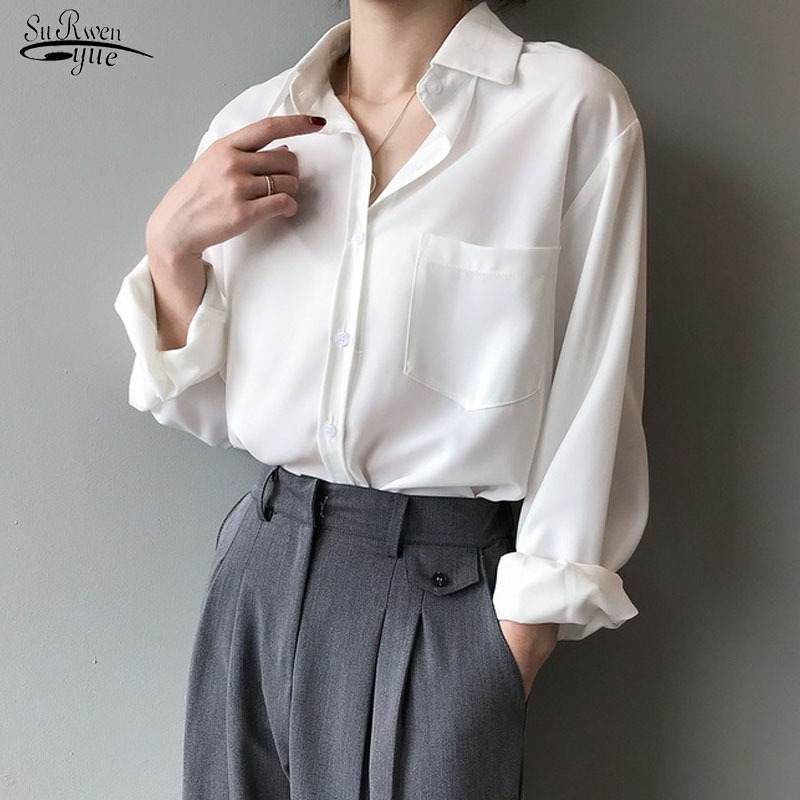 Autumn Long Sleeve Shirt Women Vintage Blouse Korean Style Loose Casual White Tops Solid Elegant Blusas All Match 11354 210521, Black
Autumn Long Sleeve Shirt Women Vintage Blouse Korean Style Loose Casual White Tops Solid Elegant Blusas All Match 11354 210521, Black