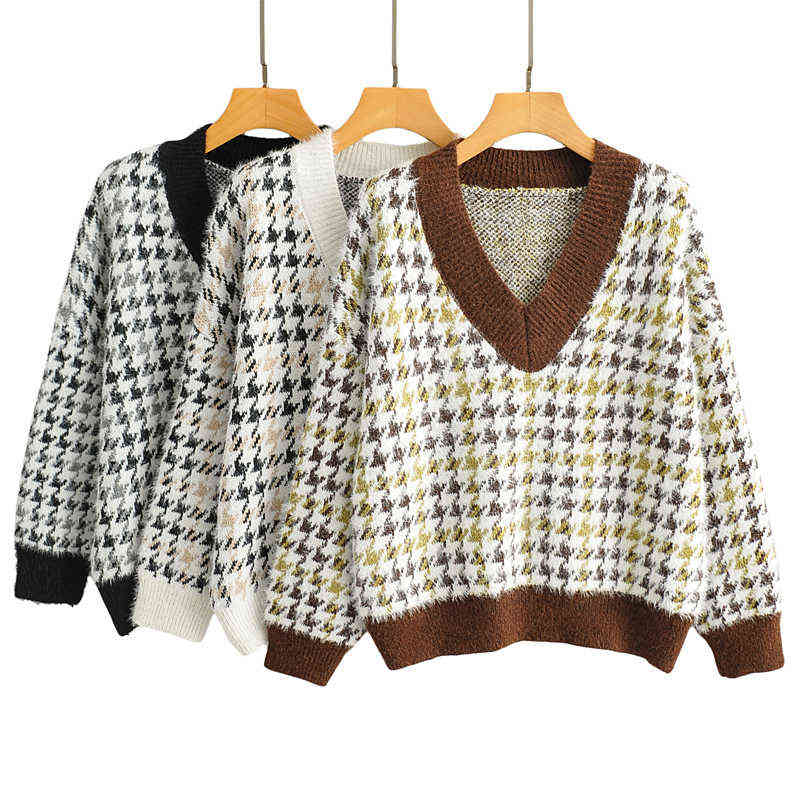 BLSQR Plaid Pullover Sweater Women V-neck Elegant Vintage Chic Sweaters Lady Casual Fashion Streetwear Tops Female Y1110, As picture
BLSQR Plaid Pullover Sweater Women V-neck Elegant Vintage Chic Sweaters Lady Casual Fashion Streetwear Tops Female Y1110, As picture