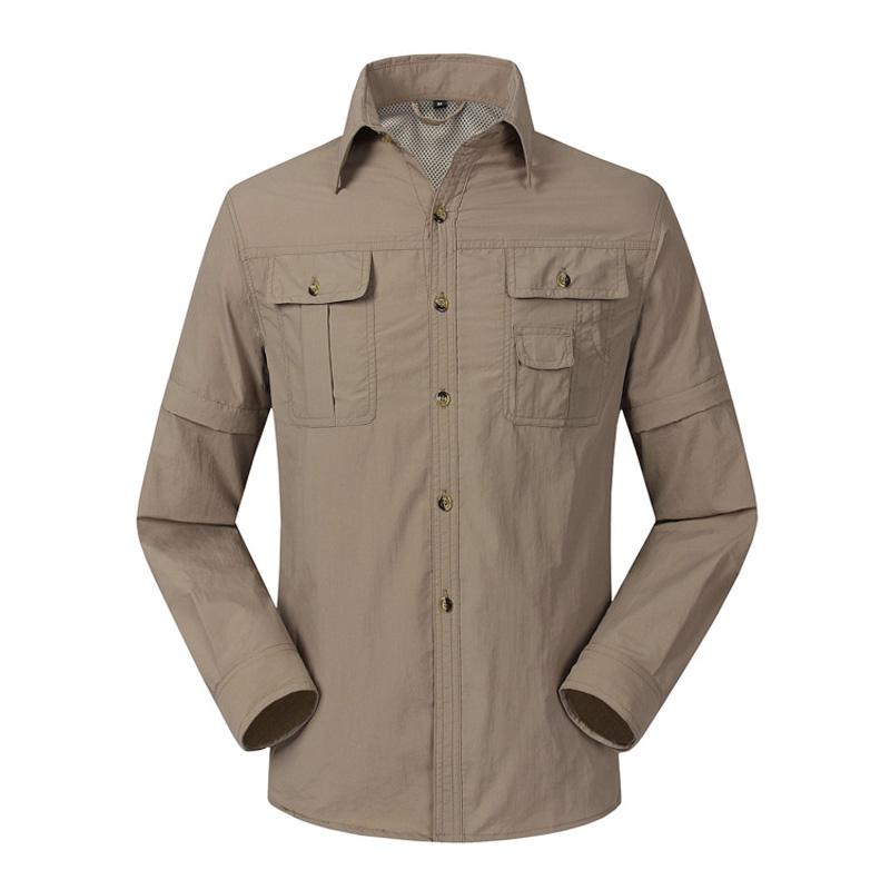 Quick Drying Outdoor Men Shirts Breathable Removable Clothes Camisa Pesca Sports Fishing Trekking Hiking Clothing