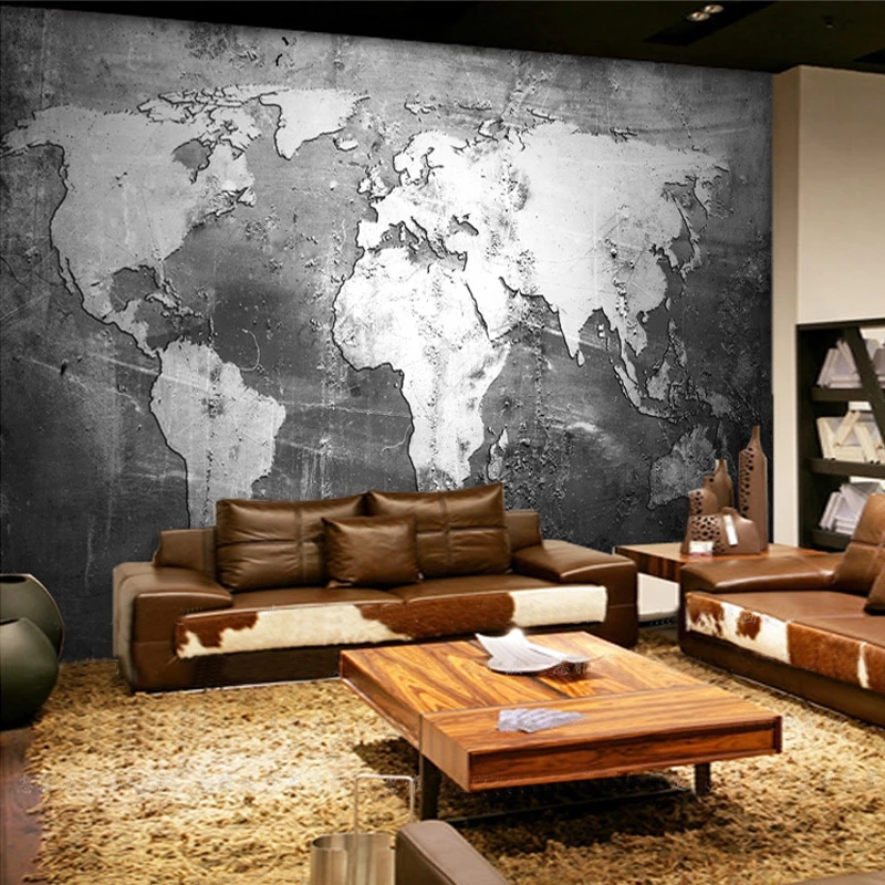 

Custom Mural Retro Style World Map Wallpaper Study Living Room Sofa TV Backdrop Wall Papers Home Decor Waterproof, Grey