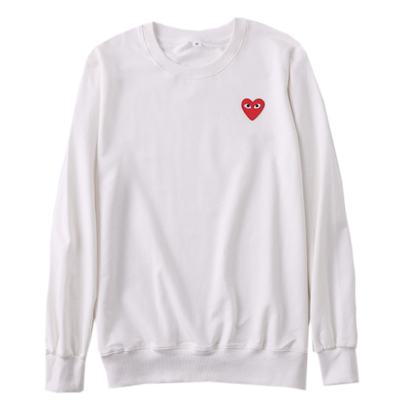 Long Sleeve Fashion Couple pure cotton T-Shirt Casual Embroidery Love-Heart Breathable T-shirt Casual For Man Women 210406