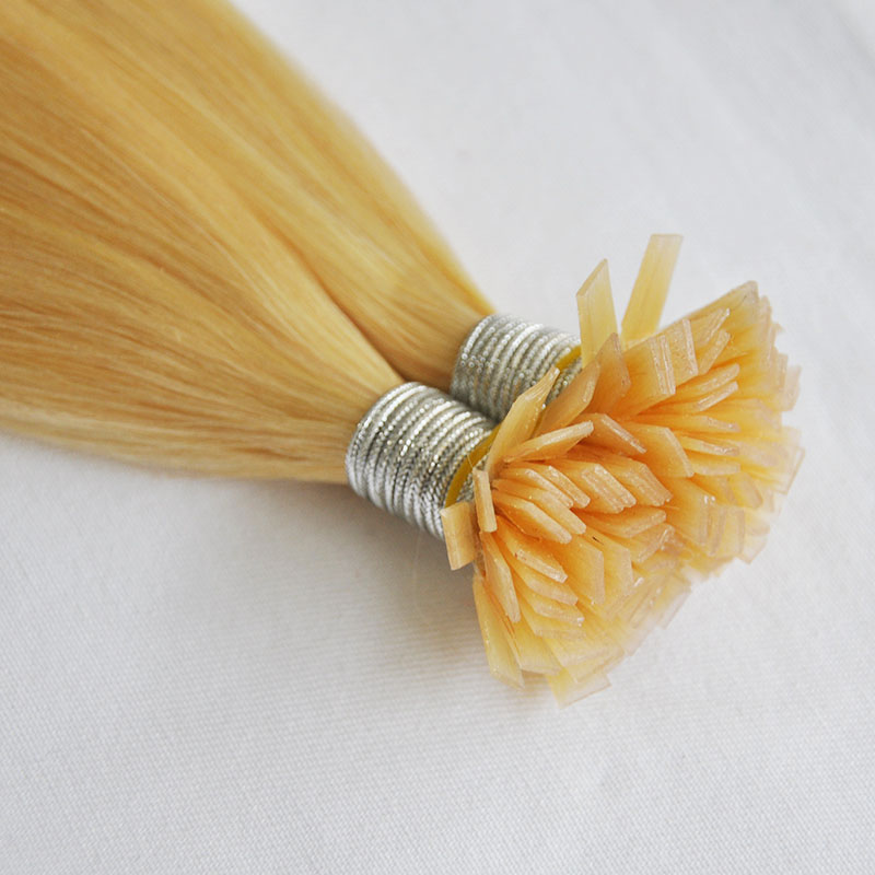 Top quality keratin fusion brazilian european hair blonde color 613 flat tip hair one donor remy virgin straight pre bonded human hairextensions 200gr