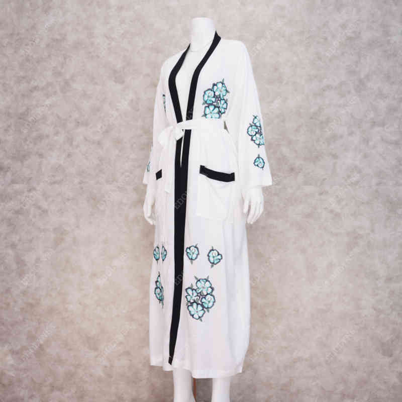 Bikini Cover-ups White Cotton Tunic Women Plus Size Beach Wear Swim Suit Cover Up Long Kimono Cardigan Robe de plage Q1005 210420