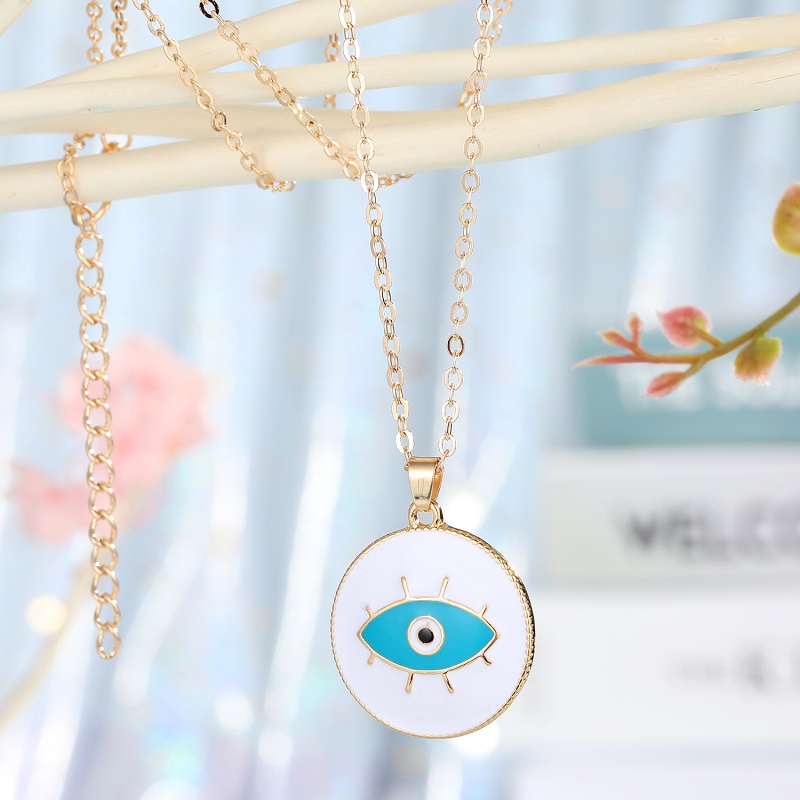 Fashion Enamel Evil Eyes Pendant Necklace For Womens Jewelry Big Turkish Eye Chains Choker Necklaces Clavicel Chains for women jewelry