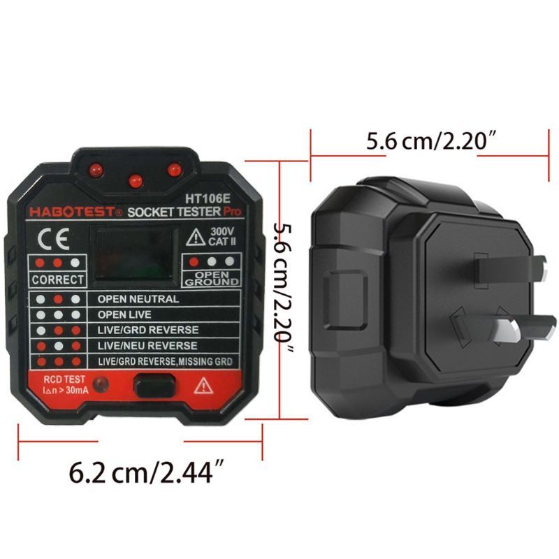 HT106 Electric socket Tester Neutral Live Earth Wire Testing Circuit Polarity