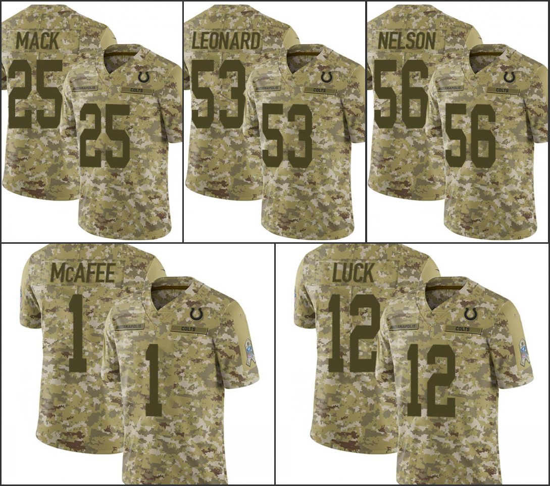 Jersey Indianapolis''Colts''Men #1 Pat McAfee 12 Andrew Luck 56 Quenton Nelson 25 Marlon Mack''NFL''Women Youth Camo Salute to Service Jersey
Jersey Indianapolis''Colts''Men #1 Pat McAfee 12 Andrew Luck 56 Quenton Nelson 25 Marlon Mack''NFL''Women Youth Camo Salute to Service Jersey