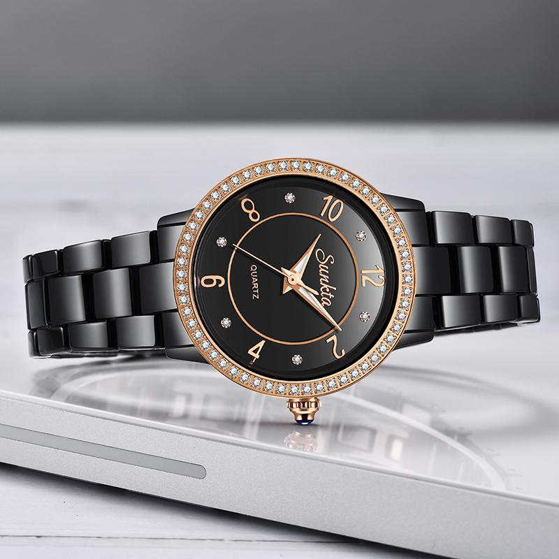 Wristwatches SUNKTA Crystal Diamond Black Ceramic Women Watch Top Waterproof Dress Quartz Clock Relogio Feminino, Rose gold black
Wristwatches SUNKTA Crystal Diamond Black Ceramic Women Watch Top Waterproof Dress Quartz Clock Relogio Feminino, Rose gold black