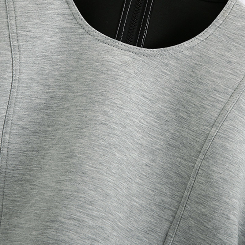 Loose Batwing Sleeve Gray Sweatshirt Women O Neck Pleated Cropped Tops Back Zipper Chic Pullover Hoodies Female Summer 210414