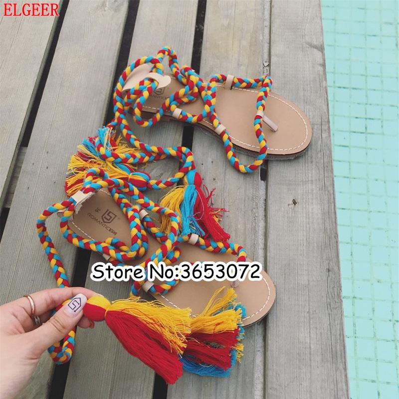 Multi-color Clip-toe Lady Rope Women Flats Sandals Shoes Lace Up Ankle Wrap Fringed Cross Strap Woman Bohemia, Black 
Multi-color Clip-toe Lady Rope Women Flats Sandals Shoes Lace Up Ankle Wrap Fringed Cross Strap Woman Bohemia, Black