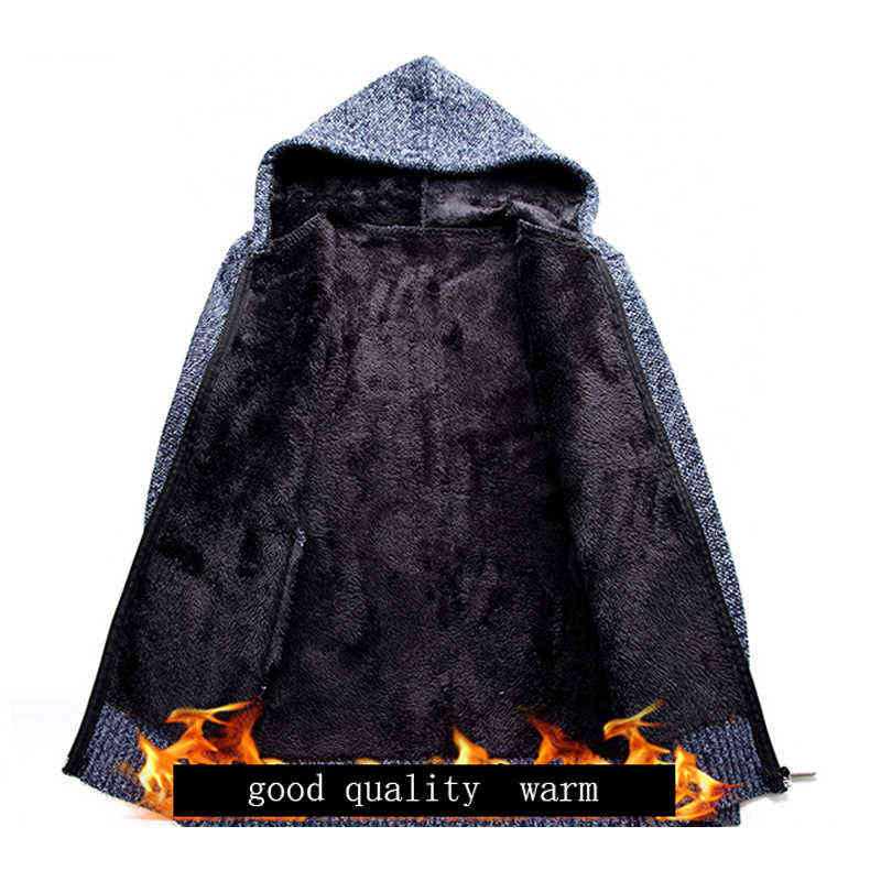 Autumn Winter Jacket Men Warm Cashmere Casual Wool Zipper Slim Fit Fleece Jacket Men Coat Dress Knitwear Male 211110