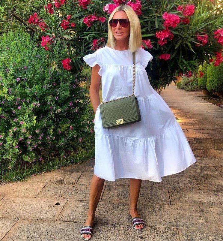 white color o neck casual women dresses lantern short sleeve elegant summer, Black;gray 
white color o neck casual women dresses lantern short sleeve elegant summer, Black;gray