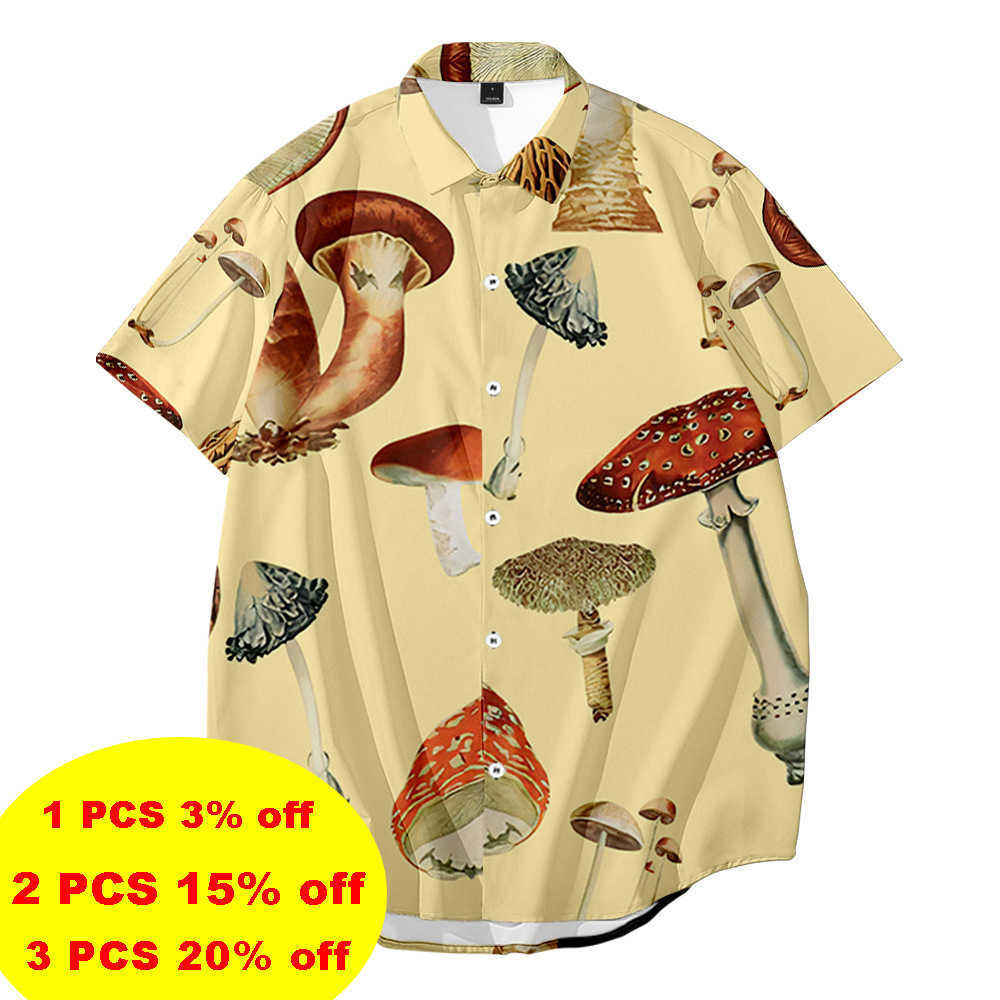 Large Plus Size Men's Shirt Creative Mushroom Pattern 3D Digital Printing Beach Vacation Loose Short-Sleeved for Men 6XL 210721, La01081
Large Plus Size Men's Shirt Creative Mushroom Pattern 3D Digital Printing Beach Vacation Loose Short-Sleeved for Men 6XL 210721, La01081