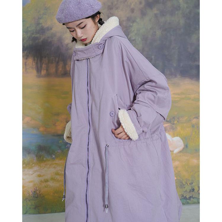 Women's Down & Parkas Winter 2021 Female Students Korean Version Loose Padded Jacket Imitation Lamb Wool Coat Over The Knee Parka