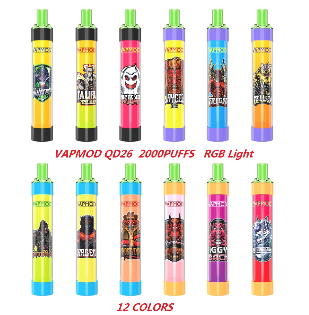 VAPMOD QD26 Disposable E cigarettes Device 2000 Puffs Rechargeable Battery 6ml Prefilled Cartridge Pod RGB Light Vape Pen VS Bar Plus
VAPMOD QD26 Disposable E cigarettes Device 2000 Puffs Rechargeable Battery 6ml Prefilled Cartridge Pod RGB Light Vape Pen VS Bar Plus