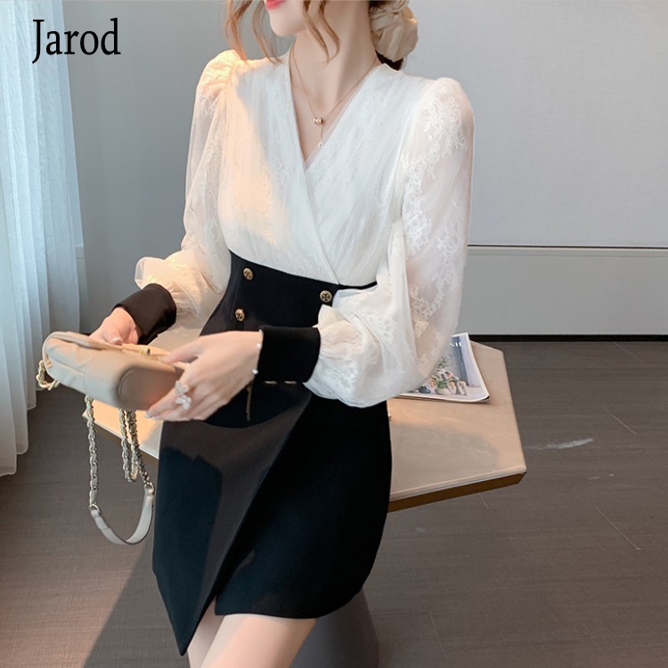 Autumn Women Vintage white Lace Patchwork Mini Dress Elegant Office OL double-breasted Slim Dress Woman Vestidos 210518, Photo color
Autumn Women Vintage white Lace Patchwork Mini Dress Elegant Office OL double-breasted Slim Dress Woman Vestidos 210518, Photo color