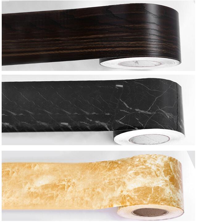 wall stickers waterproof self-adhesive PVC skirting waist line marble pattern wood grain tile door frame wallpaper