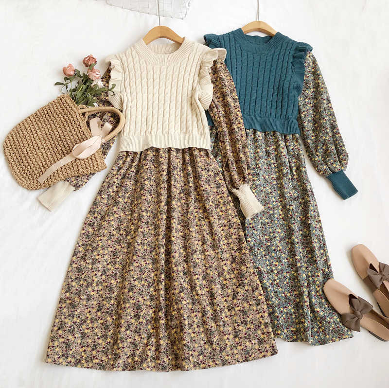 LY VAREY LIN Spring Autumn Women Sweet O-neck Dress Corduroy Knitting Floral Long Sleeve Wood Ear Edge 210526, Apricot
LY VAREY LIN Spring Autumn Women Sweet O-neck Dress Corduroy Knitting Floral Long Sleeve Wood Ear Edge 210526, Apricot