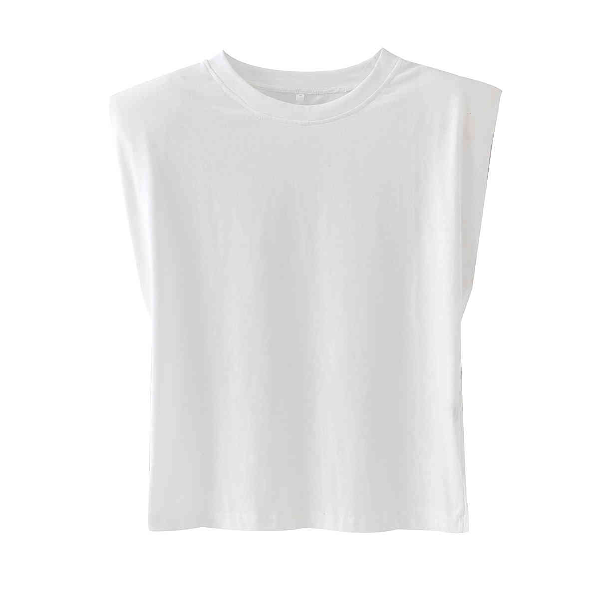 Tangada Women High Quality Summer Cotton T Shirt Sleeveless O Neck Tees Ladies Casual Tee Shirt Street Wear Top QJ39 210406