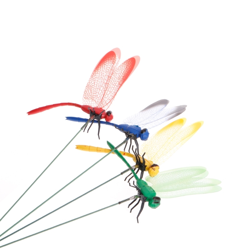 Colorful Fairy Dragonfly On Stok Ornament Home Garden Vaas Gazon Art Craft Decor