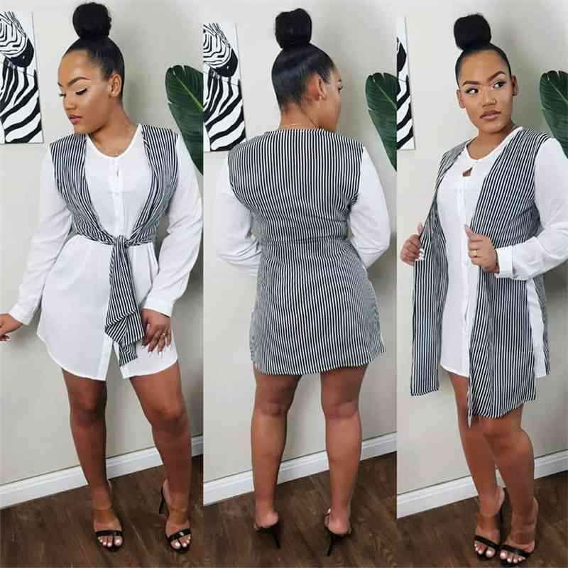 Autumn Latest Women O-Neck Full Sleeve Fake Two Piece Shirt es Lady Streetwear Lace-Up Single-Breasted Mini, White
Autumn Latest Women O-Neck Full Sleeve Fake Two Piece Shirt es Lady Streetwear Lace-Up Single-Breasted Mini, White