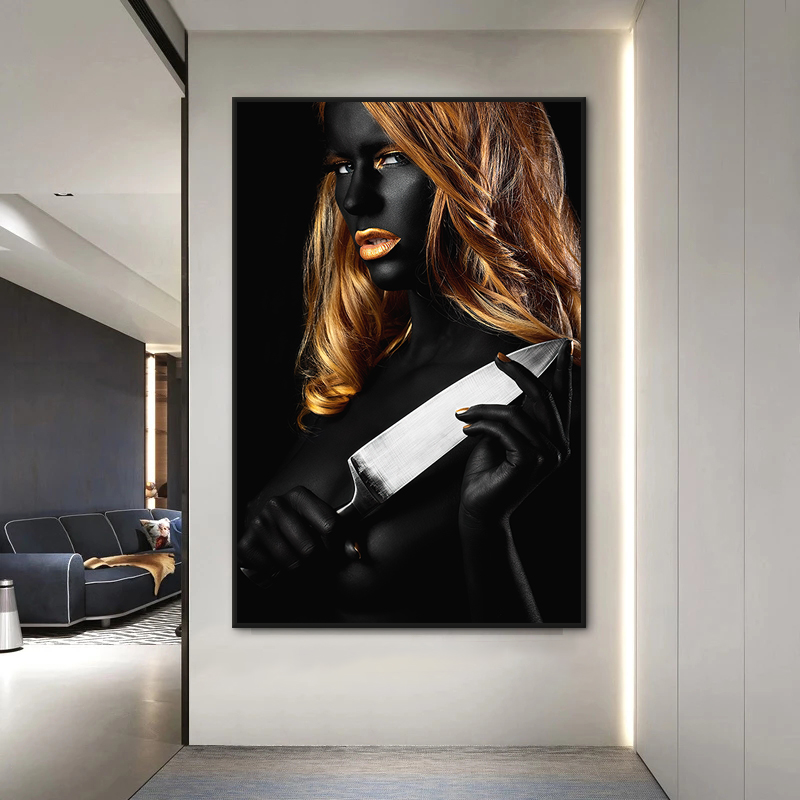 Modern Art Pictures Print Blonde Black Woman Canvas Paintings Scandinavian Posters and Prints Home Decoration Pictures Mural
