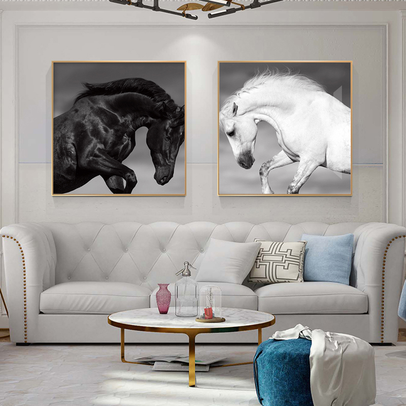 RELIABLI ART Horse Animal Pictures Canvas Painting Wall Art For Living Room Home Decoration Black And White Posters And Prints