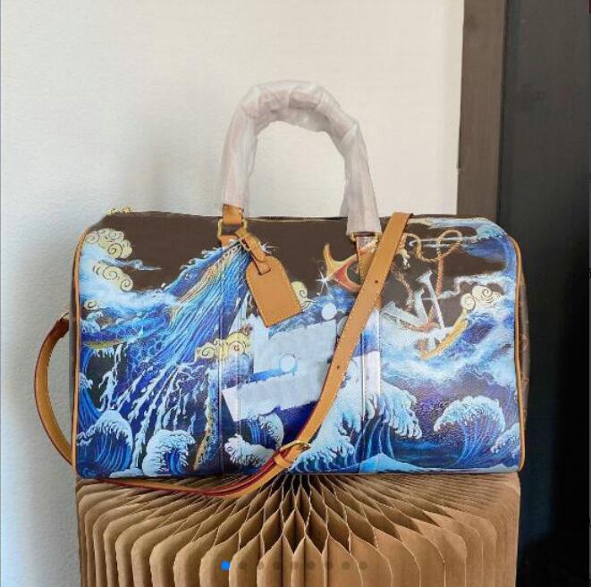 Designer Duffle wave pattern Bag women Sport Luggage Traveling Bags Leather Shoulder Handbags 45cm Keepall Hardware tote handbag 45128#, Brown
Designer Duffle wave pattern Bag women Sport Luggage Traveling Bags Leather Shoulder Handbags 45cm Keepall Hardware tote handbag 45128#, Brown