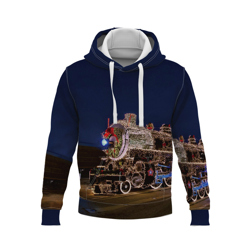 Christmas locomotive pattern men's 3D printing hoodie visual impact party top punk gothic round neck high-quality hooded sweater, Black
Christmas locomotive pattern men's 3D printing hoodie visual impact party top punk gothic round neck high-quality hooded sweater, Black