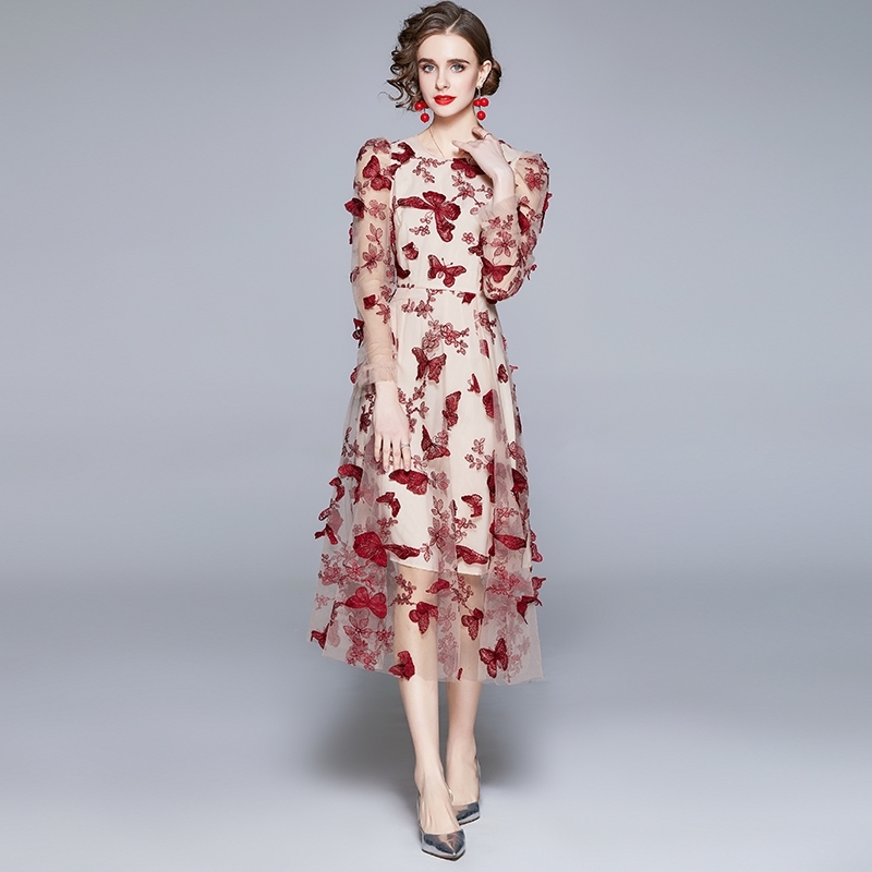 Banulin Summer Fashion Runway Elegant Party Dress Women Puff Sleeve Mesh Flowers Embroidery A Line Midi Dresses 210603, Red
Banulin Summer Fashion Runway Elegant Party Dress Women Puff Sleeve Mesh Flowers Embroidery A Line Midi Dresses 210603, Red