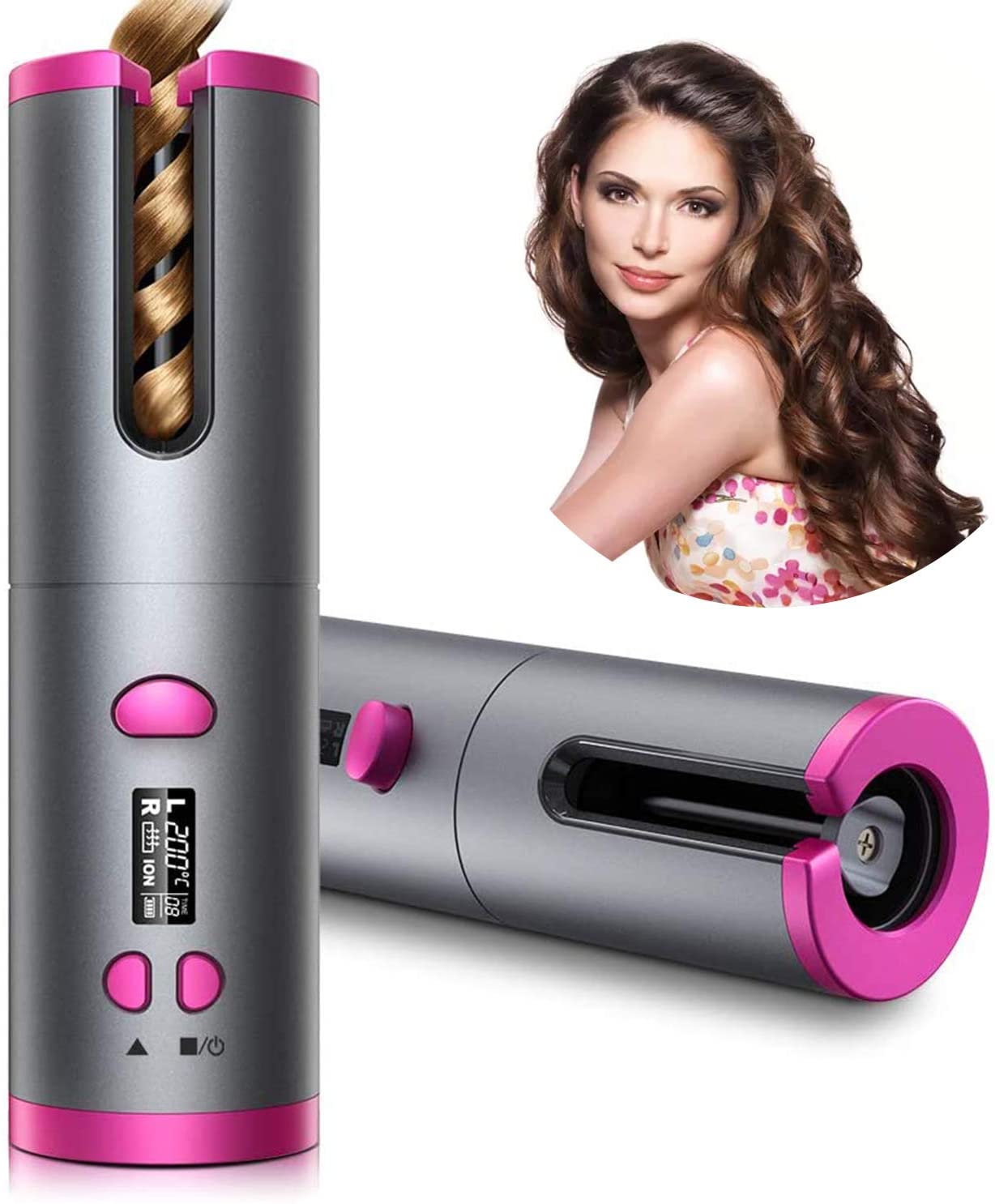 Cordless Automatic Rotating Hair Curler USB Rechargeable Curling Iron LED Display Temperature Adjustable styling tool Wave Styer
Cordless Automatic Rotating Hair Curler USB Rechargeable Curling Iron LED Display Temperature Adjustable styling tool Wave Styer