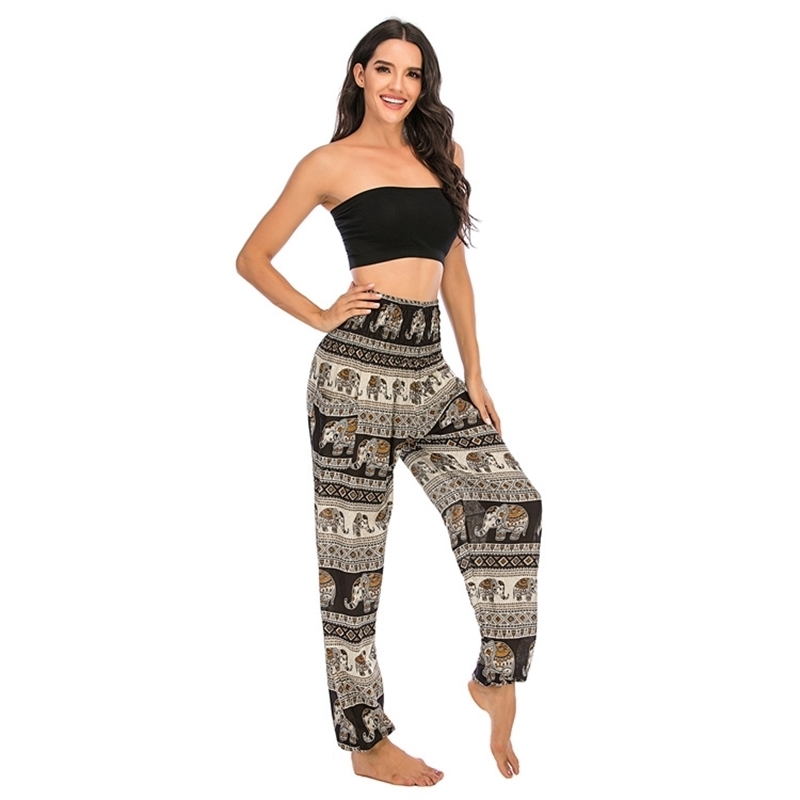 Bohemia Elephant Printing Elastici Waist Harem Pants Female Loose Casual Joggers Sweatpants Pantalones Mujer Cintura Alta 210604