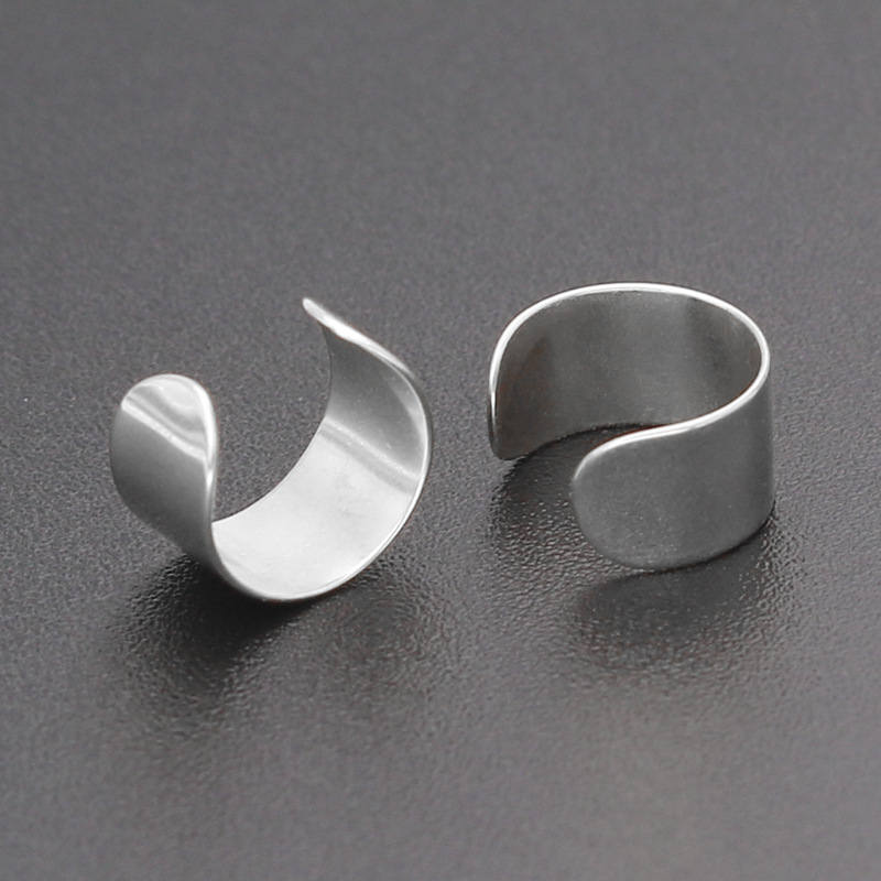 Simple Creative Pierced Ear Cuffs Punk Stainless Steel Gold Silver Color Clip Women Men Hip Hop Earrings Brincos