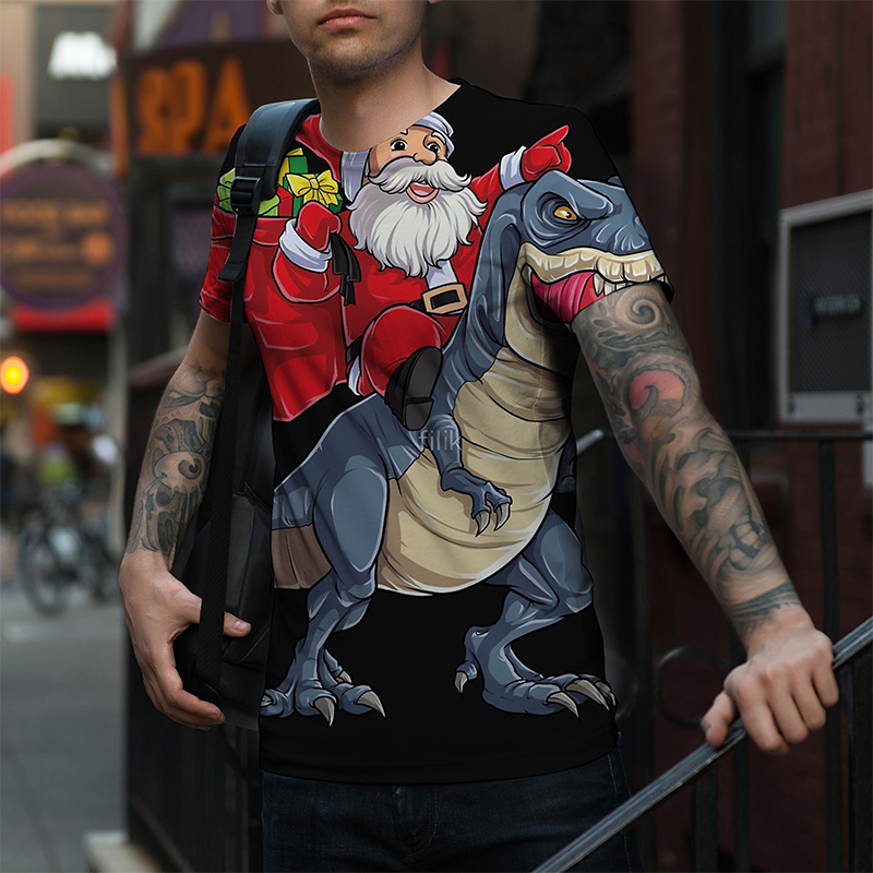Men's dinosaur Christmas old man pattern 3D printing fashion Christmas short-sleeved breathable daily street shooting party travel vacation, White;black
Men's dinosaur Christmas old man pattern 3D printing fashion Christmas short-sleeved breathable daily street shooting party travel vacation, White;black