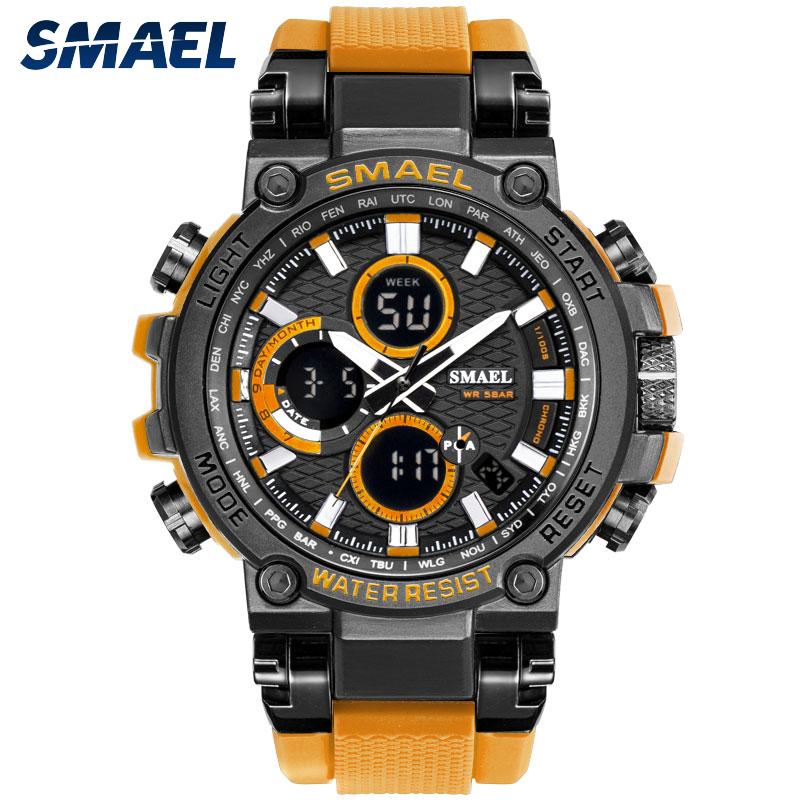 Wristwatches SMAEL 1802D Sport Watch Dual Display Men Watches Waterproof 5Bar Military Shok Resistant Clock Montre Homme, Gold
Wristwatches SMAEL 1802D Sport Watch Dual Display Men Watches Waterproof 5Bar Military Shok Resistant Clock Montre Homme, Gold