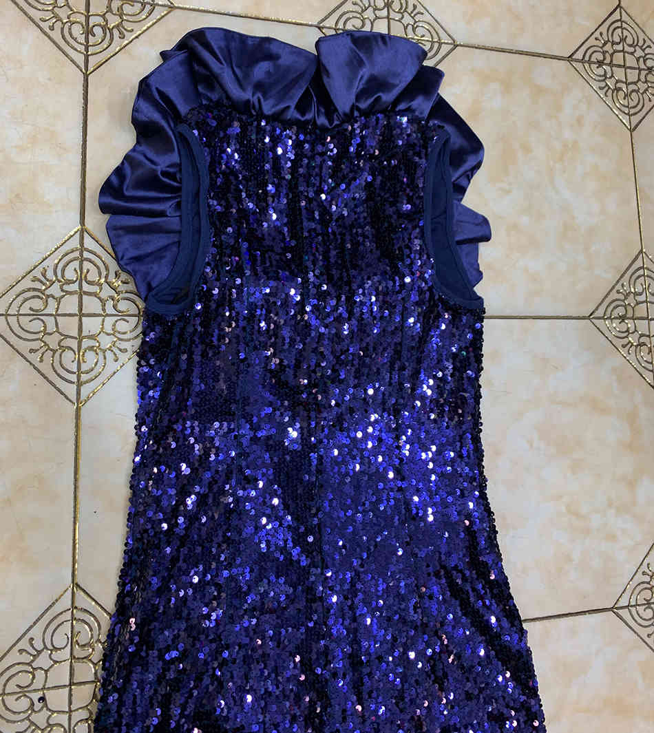 Free Ladies Runway Long Dress Sexy Laminated V-neck Sleeveless Bodycon Sequin Celebrity Club Party 210524