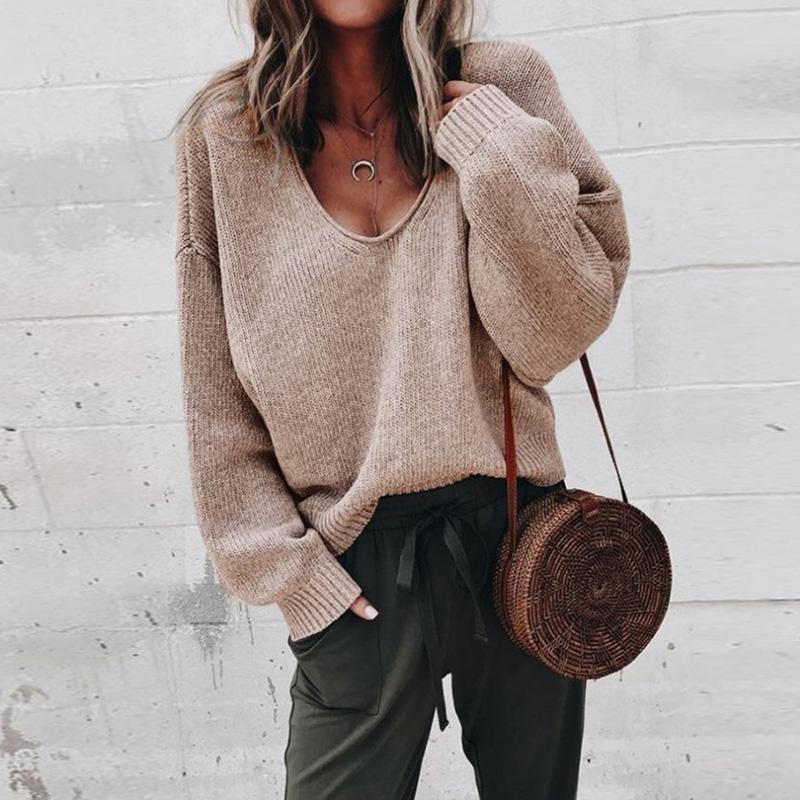 Women' Sweaters Sexy V-Neck Loose Autumn Winter Ladies Elegant Knitwear Long Sleeve Pure Color Knitted Pullover Tops Warm Jumper, Yellow
Women' Sweaters Sexy V-Neck Loose Autumn Winter Ladies Elegant Knitwear Long Sleeve Pure Color Knitted Pullover Tops Warm Jumper, Yellow